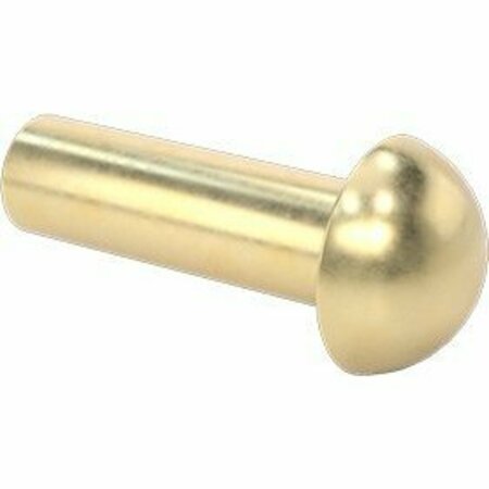 BSC PREFERRED Brass Domed Head Solid Rivets 3/16 Diameter for 0.531 Maximum Material Thickness, 50PK 97391A247